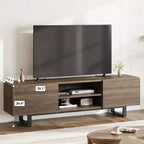 Meuble TV industriel pour centre de divertissement moderne de 80 pouces avec 2 tiroirs Meuble média en bois