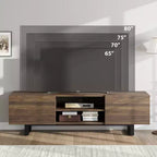 Meuble TV industriel pour centre de divertissement moderne de 80 pouces avec 2 tiroirs Meuble média en bois