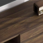 Meuble TV industriel pour centre de divertissement moderne de 80 pouces avec 2 tiroirs Meuble média en bois