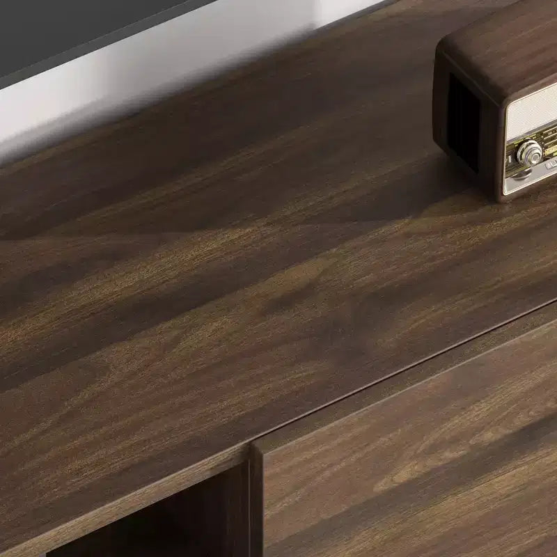 Meuble TV industriel pour centre de divertissement moderne de 80 pouces avec 2 tiroirs Meuble média en bois