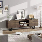 Meuble TV industriel pour centre de divertissement moderne de 80 pouces avec 2 tiroirs Meuble média en bois