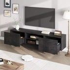 Meuble TV industriel pour centre de divertissement moderne de 80 pouces avec 2 tiroirs Meuble média en bois