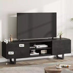 Meuble TV industriel pour centre de divertissement moderne de 80 pouces avec 2 tiroirs Meuble média en bois