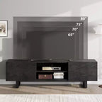 Meuble TV industriel pour centre de divertissement moderne de 80 pouces avec 2 tiroirs Meuble média en bois