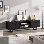 Meuble TV industriel pour centre de divertissement moderne de 80 pouces avec 2 tiroirs Meuble média en bois