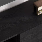 Meuble TV industriel pour centre de divertissement moderne de 80 pouces avec 2 tiroirs Meuble média en bois