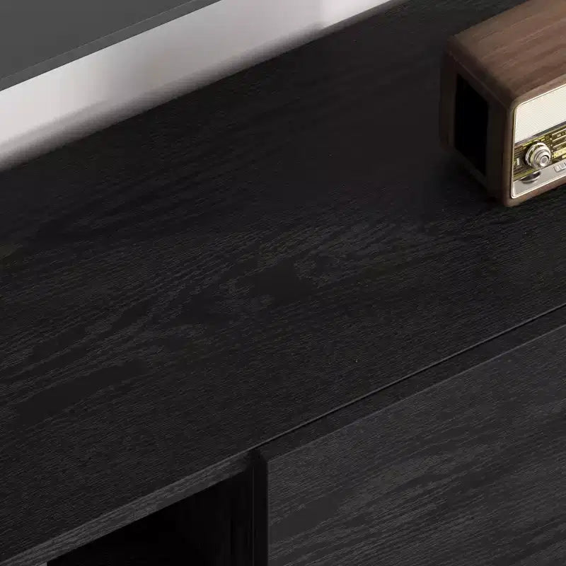 Meuble TV industriel pour centre de divertissement moderne de 80 pouces avec 2 tiroirs Meuble média en bois