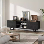 Meuble TV industriel pour centre de divertissement moderne de 80 pouces avec 2 tiroirs Meuble média en bois