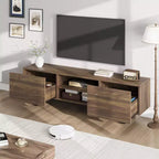 Meuble TV industriel pour centre de divertissement moderne de 80 pouces avec 2 tiroirs Meuble média en bois