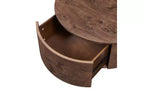 Table basse rotative en noyer de 72 cm avec 2 tiroirs cachés, plateau rotatif à 360°