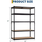 Étagères de rangement pour garage 5 niveaux, Racks de rangement robustes d'une capacité de 907 kg, 91 cm L x 46 cm l x 183 cm H, Unité d'étagères métalliques réglables