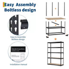Étagères de rangement pour garage 5 niveaux, Racks de rangement robustes d'une capacité de 907 kg, 91 cm L x 46 cm l x 183 cm H, Unité d'étagères métalliques réglables