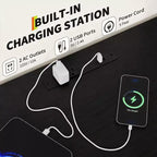Commode à cadre métallique avec 11 tiroirs en tissu, meuble TV, lumières LED et station de charge