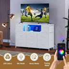 Commode à cadre métallique avec 11 tiroirs en tissu, meuble TV, lumières LED et station de charge