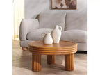 Table basse ronde en rotin naturel
