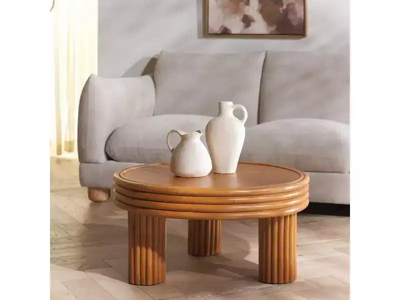 Rattan Round Coffee Table Natural