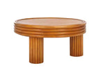 Table basse ronde en rotin naturel
