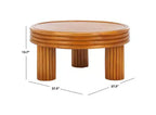 Table basse ronde en rotin naturel