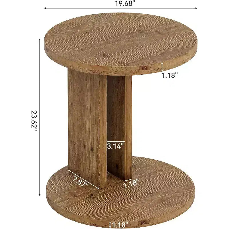 Table d'appoint C en bois massif, table de chevet rustique, marron, montage facile