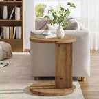 Table d'appoint C en bois massif, table de chevet rustique, marron, montage facile