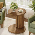 Table d'appoint C en bois massif, table de chevet rustique, marron, montage facile