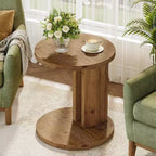 Table d'appoint C en bois massif, table de chevet rustique, marron, montage facile