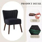 Chaise d'appoint moderne sans accoudoirs - Chaise longue et de salle à manger capitonnée de style Mid-Century avec pieds en bois brut pour le salon, la chambre, le bureau et la coiffeuse