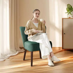 Chaise d'appoint moderne sans accoudoirs - Chaise longue et de salle à manger capitonnée de style Mid-Century avec pieds en bois brut pour le salon, la chambre, le bureau et la coiffeuse
