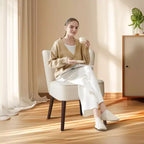 Chaise d'appoint moderne sans accoudoirs - Chaise longue et de salle à manger capitonnée de style Mid-Century avec pieds en bois brut pour le salon, la chambre, le bureau et la coiffeuse