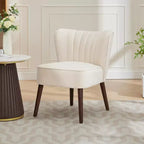 Modern Armless Accent Chair - Mid-Century Soft Upholstered Lounge & Dining Chair with Plain Wood Legs for Living Room, Bedroom, Office & Vanity