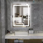 SUMERAIN 24x32 Wall Vanity Mirror Tempered Glass, Modern Anti-Fog ETL Bathroom Mirror, 3 Color LED