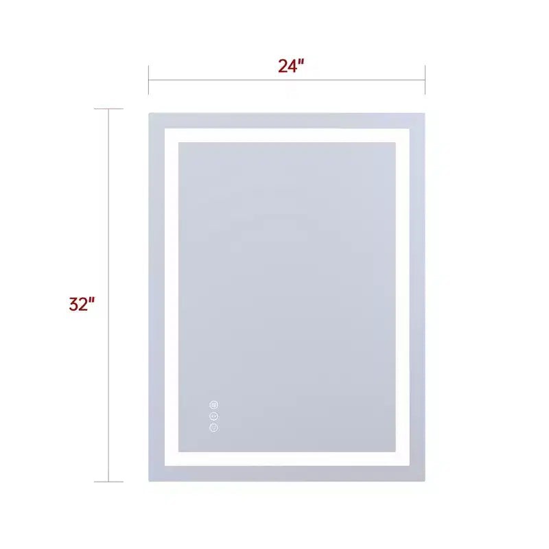 Miroir de courtoisie mural 24x32 en verre trempé anti-buée ETL avec 3 couleurs de LED