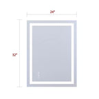 Miroir de courtoisie mural 24x32 en verre trempé anti-buée ETL avec 3 couleurs de LED