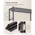 Portant à Vêtements Robuste sur Roues Armoire Portable avec Étagères Réglables Tiges de Suspension Housse en Tissu Noir Encre