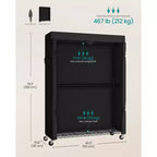 Portant à Vêtements Robuste sur Roues Armoire Portable avec Étagères Réglables Tiges de Suspension Housse en Tissu Noir Encre