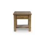 Table d'appoint rectangulaire avec tiroir et étagère inférieure, finition marron moyen