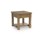Table d'appoint rectangulaire avec tiroir et étagère inférieure, finition marron moyen