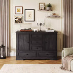 Buffet de Ferme, Bahut de Rangement avec 5 Tiroirs, 2 Portes, Meuble Bar en Bois, Table Buffet pour Salle à Manger et Salon