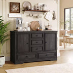 Buffet de Ferme, Bahut de Rangement avec 5 Tiroirs, 2 Portes, Meuble Bar en Bois, Table Buffet pour Salle à Manger et Salon