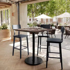Table de bar carrée de 36 pouces avec plateau et base en fonte.