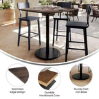 Table de bar carrée de 36 pouces avec plateau et base en fonte.