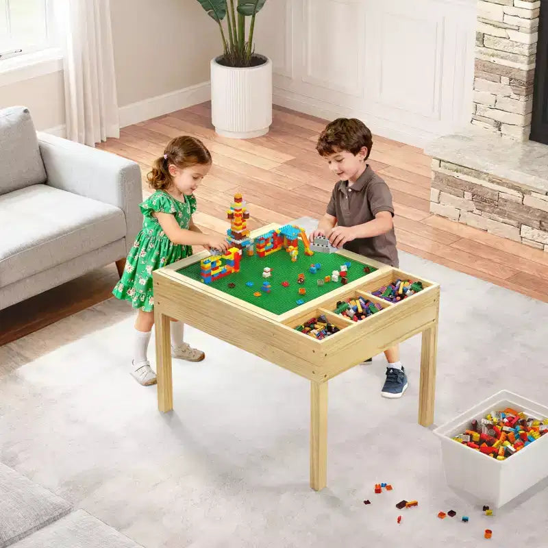 Table lumineuse 3-en-1 pour enfants avec rangement, table d'activités LED sensorielle pour blocs de construction et dessin, à partir de 3 ans