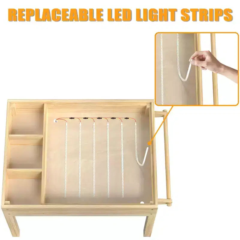 Table lumineuse 3-en-1 pour enfants avec rangement, table d'activités LED sensorielle pour blocs de construction et dessin, à partir de 3 ans