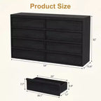 Commode à 8 tiroirs pour chambre à coucher, 137 cm de large, chêne naturel, 8 tiroirs de rangement avec grand espace de rangement, organiseur de commode en bois pour salon, entrée, chambre d'enfant