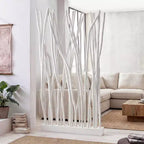 Paravent simple en branches de teck fait main style Bohème Côtier 99cm L x 173cm H