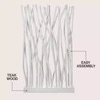 Paravent simple en branches de teck fait main style Bohème Côtier 99cm L x 173cm H