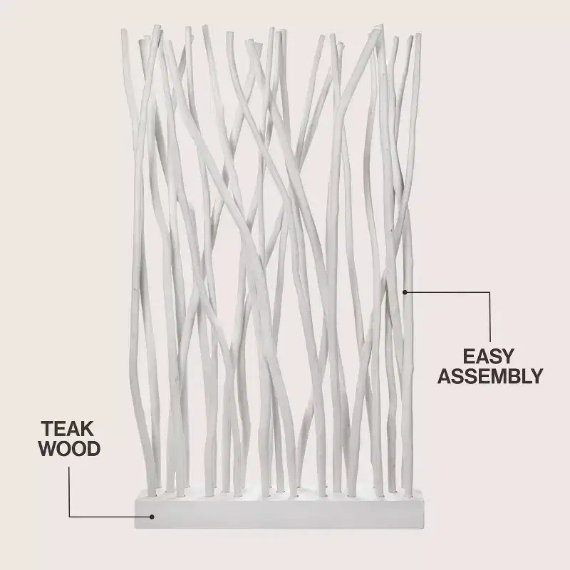 Paravent simple en branches de teck fait main style Bohème Côtier 99cm L x 173cm H