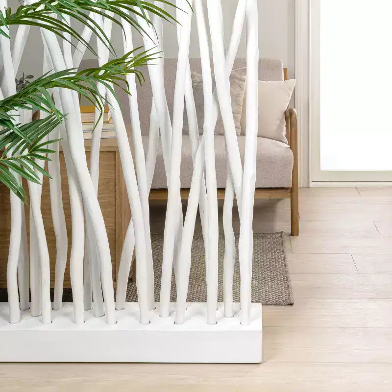 Paravent simple en branches de teck fait main style Bohème Côtier 99cm L x 173cm H