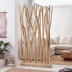 Paravent simple en branches de teck fait main style Bohème Côtier 99cm L x 173cm H