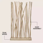 Paravent simple en branches de teck fait main style Bohème Côtier 99cm L x 173cm H